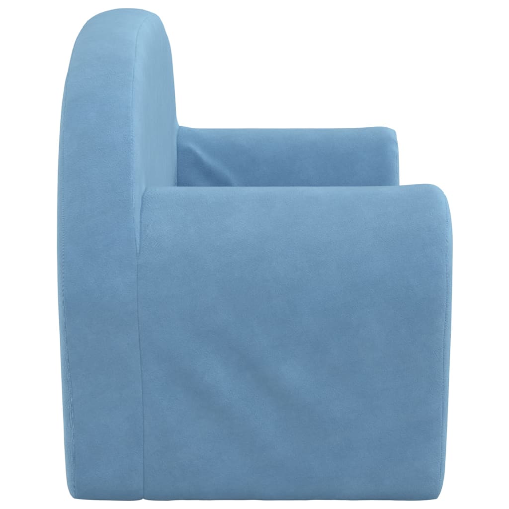 vidaXL Kinder-Schlafsofa 2-Sitzer Blau Weicher Plüsch