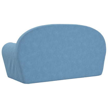 vidaXL Kinder-Schlafsofa 2-Sitzer Blau Weicher Plüsch