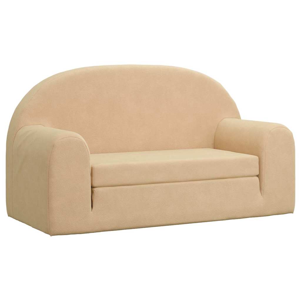 vidaXL Kinder-Schlafsofa 2-Sitzer Creme Weicher Plüsch