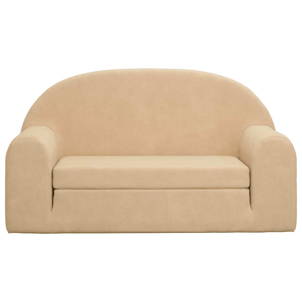 vidaXL Kinder-Schlafsofa 2-Sitzer Creme Weicher Plüsch