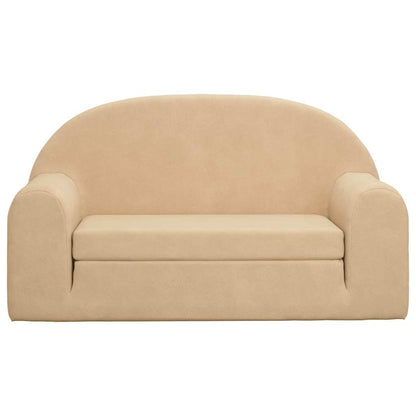 vidaXL Kinder-Schlafsofa 2-Sitzer Creme Weicher Plüsch