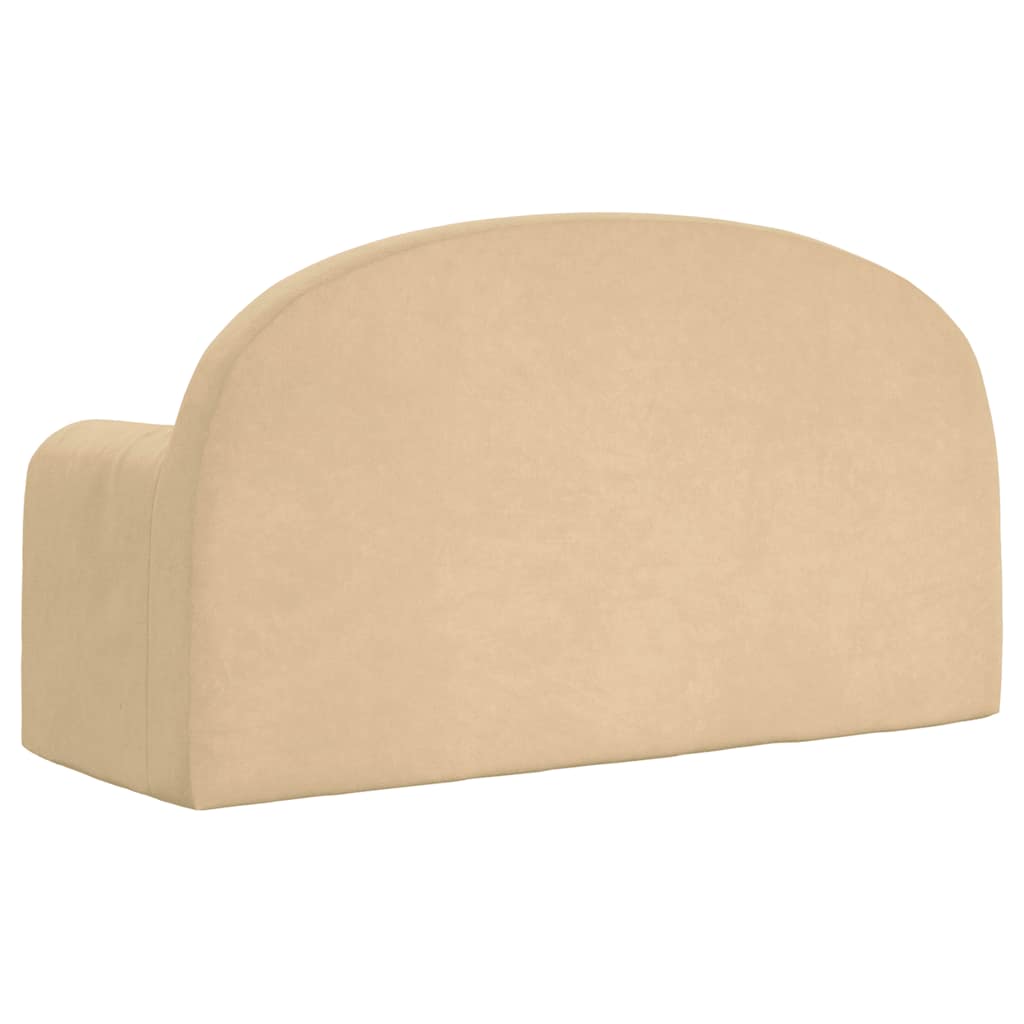 vidaXL Kinder-Schlafsofa 2-Sitzer Creme Weicher Plüsch