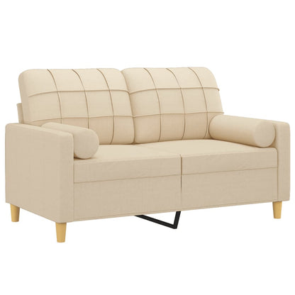 vidaXL Canapé 2 places avec oreillers décoratifs Crème 120 cm Tissu