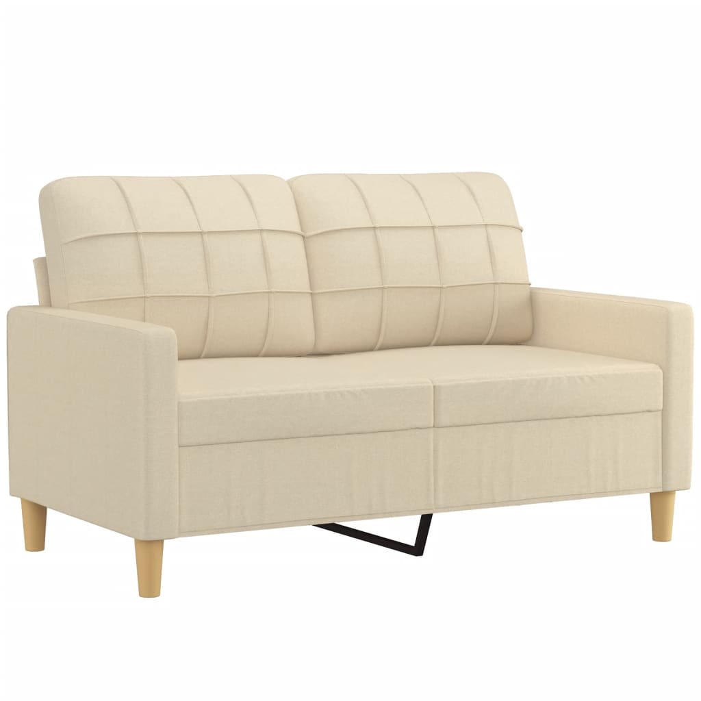 vidaXL Canapé 2 places avec oreillers décoratifs Crème 120 cm Tissu