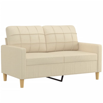 vidaXL Canapé 2 places avec oreillers décoratifs Crème 120 cm Tissu