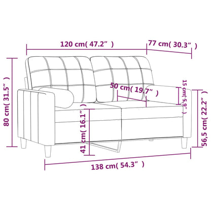 vidaXL Canapé 2 places avec oreillers décoratifs Crème 120 cm Tissu