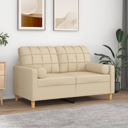 vidaXL Canapé 2 places avec oreillers décoratifs Crème 120 cm Tissu
