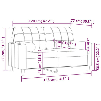 vidaXL 2-Sitzer-Sofa mit Zierkissen Hellgelb 120 cm Stoff