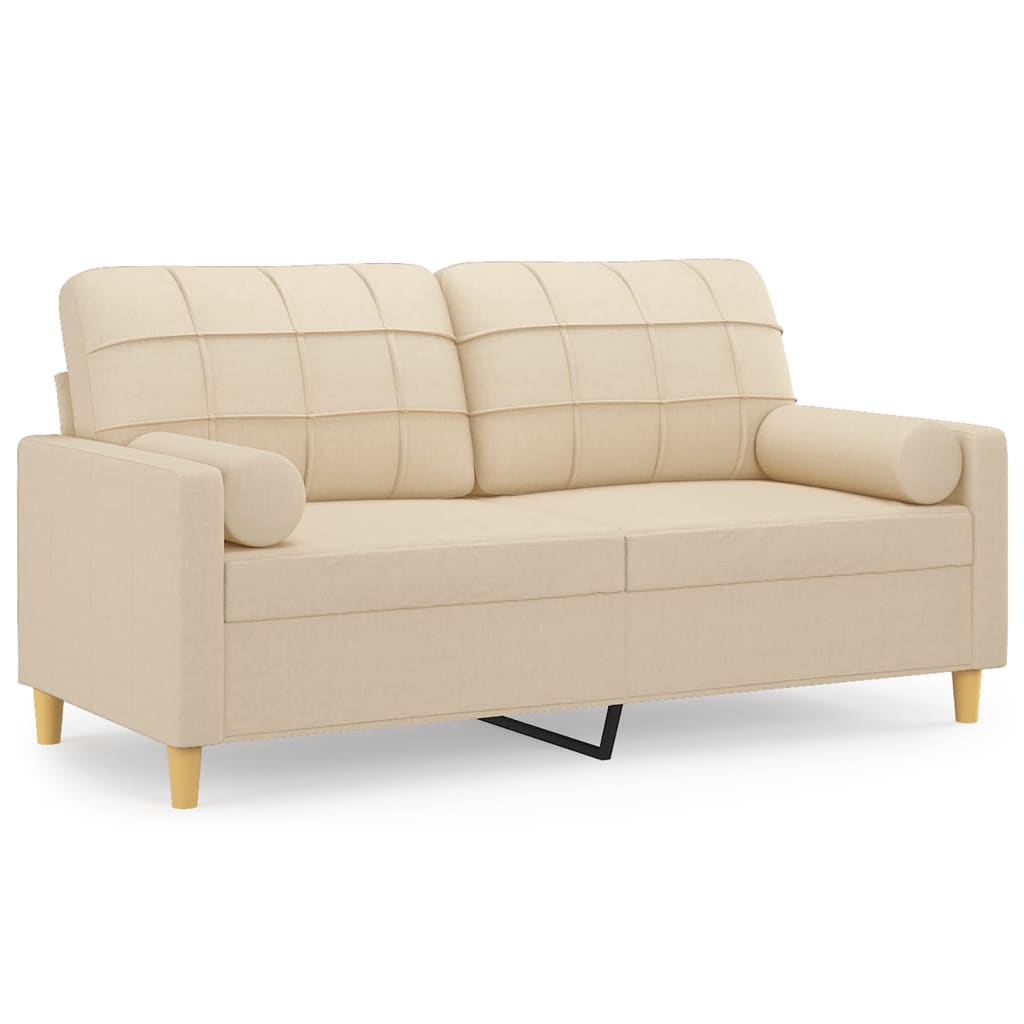 vidaXL 2-Sitzer-Sofa mit Zierkissen Creme 140 cm Stoff