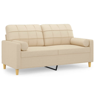 vidaXL 2-Sitzer-Sofa mit Zierkissen Creme 140 cm Stoff