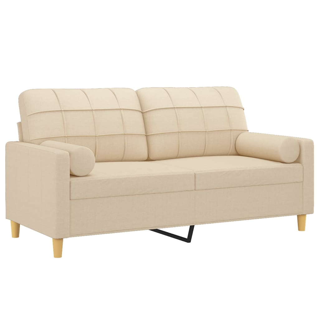 vidaXL 2-Sitzer-Sofa mit Zierkissen Creme 140 cm Stoff