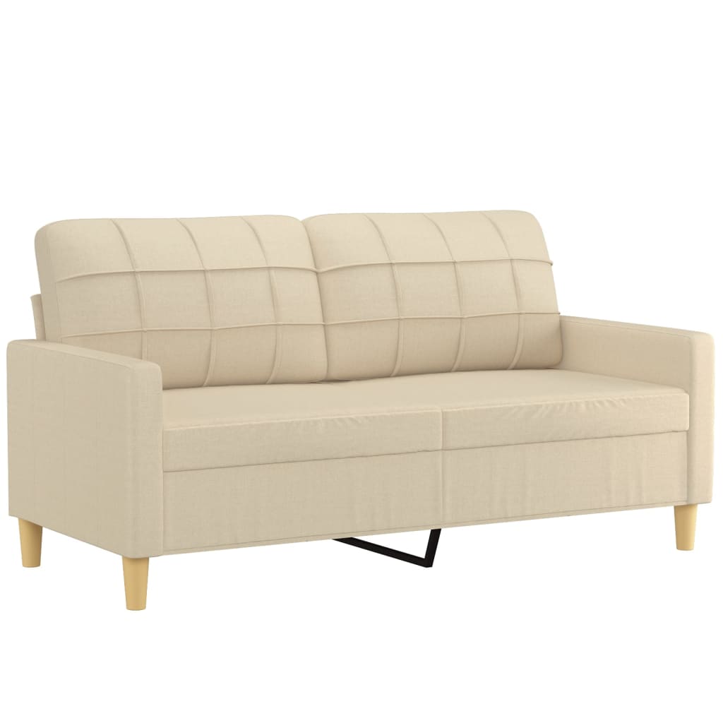 vidaXL 2-Sitzer-Sofa mit Zierkissen Creme 140 cm Stoff