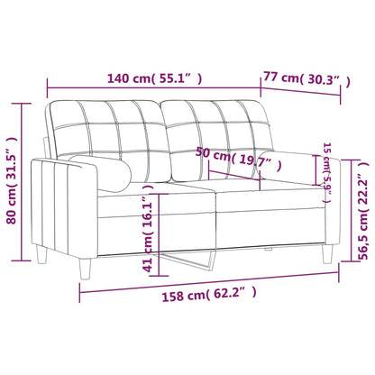 vidaXL 2-Sitzer-Sofa mit Zierkissen Creme 140 cm Stoff