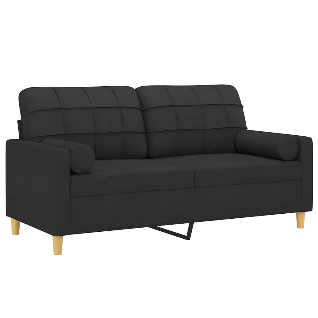 vidaXL 2-Sitzer-Sofa mit Zierkissen Schwarz 140 cm Stoff
