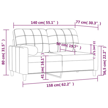 vidaXL 2-Sitzer-Sofa mit Zierkissen Schwarz 140 cm Stoff
