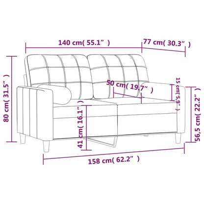 vidaXL 2-Sitzer-Sofa mit Zierkissen Weinrot 140 cm Stoff