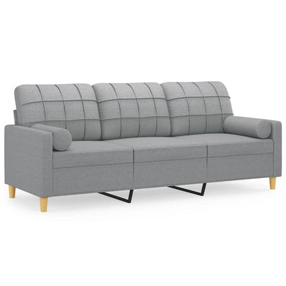 vidaXL Canapé 3 places avec oreillers décoratifs Gris clair Tissu 180 cm