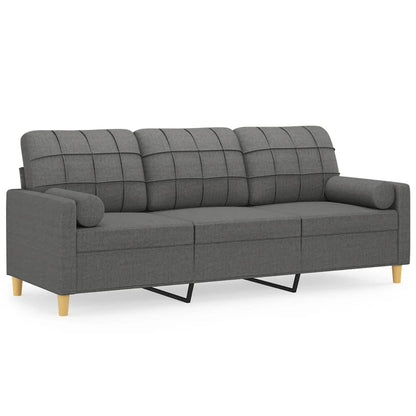 vidaXL Canapé 3 places avec oreillers décoratifs Gris foncé 180 cm Tissu
