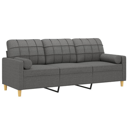 vidaXL Canapé 3 places avec oreillers décoratifs Gris foncé 180 cm Tissu