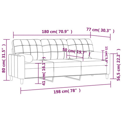 vidaXL Canapé 3 places avec oreillers décoratifs Gris foncé 180 cm Tissu
