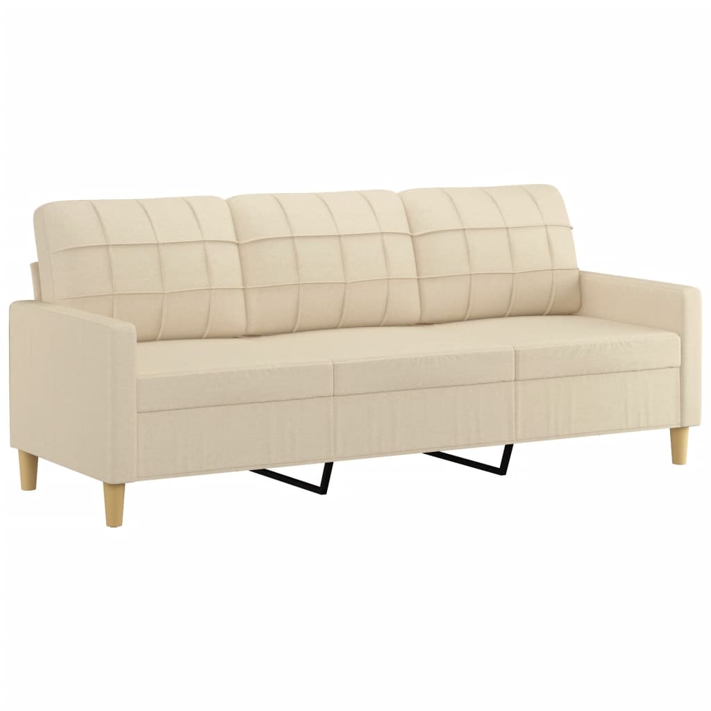 vidaXL 3-Sitzer-Sofa mit Zierkissen Creme 180 cm Stoff