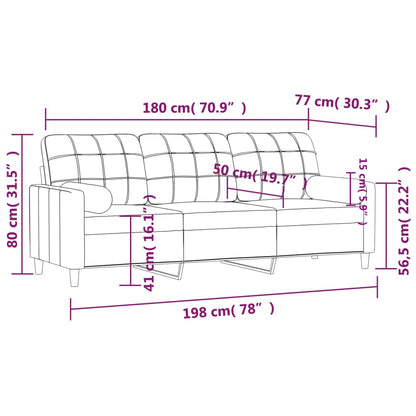 vidaXL 3-Sitzer-Sofa mit Zierkissen Weinrot 180 cm Stoff