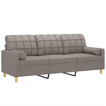 vidaXL 3-Sitzer-Sofa mit Zierkissen Taupe 180 cm Stoff