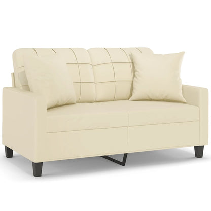 vidaXL Canapé 2 places avec coussins décoratifs crème 120 cm similicuir