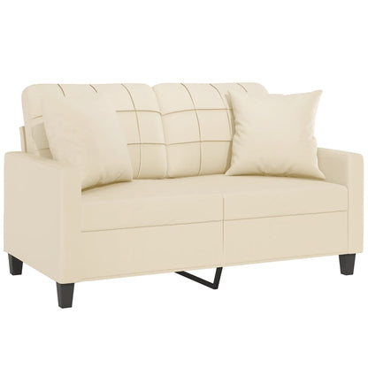 vidaXL Canapé 2 places avec coussins décoratifs crème 120 cm similicuir