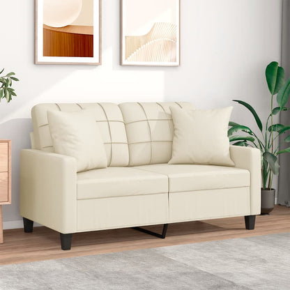 vidaXL Canapé 2 places avec coussins décoratifs crème 120 cm similicuir