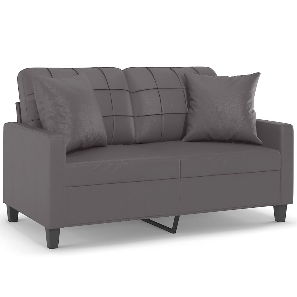 vidaXL 2-Sitzer-Sofa mit Zierkissen Grau 120 cm Kunstleder