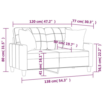 vidaXL 2-Sitzer-Sofa mit Zierkissen Grau 120 cm Kunstleder