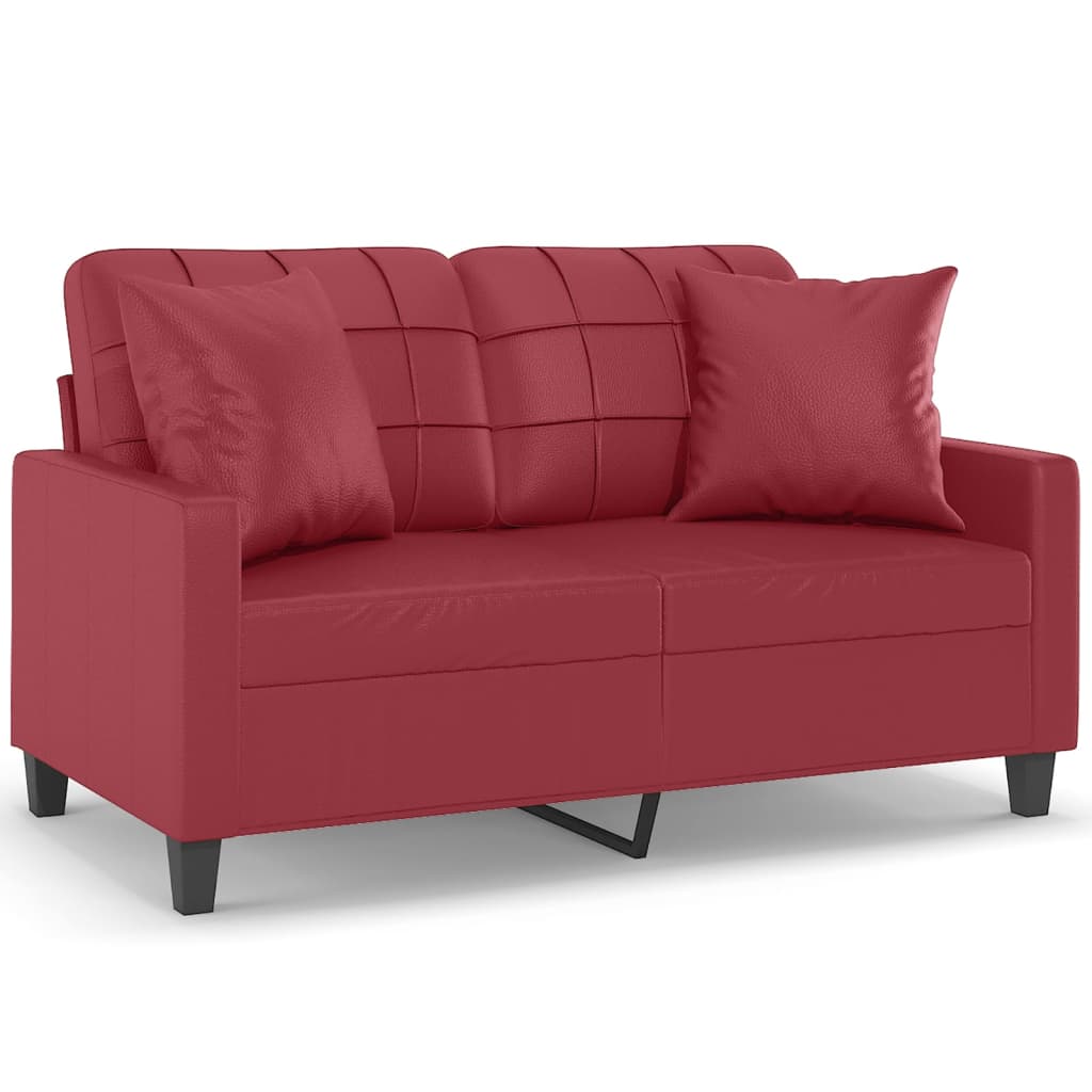 vidaXL Canapé à 2 places avec coussins décoratifs Rouge bordeaux 120 cm Similicuir