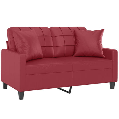 vidaXL Canapé à 2 places avec coussins décoratifs Rouge bordeaux 120 cm Similicuir