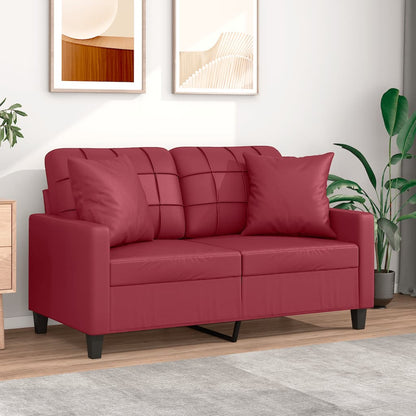 vidaXL Canapé à 2 places avec coussins décoratifs Rouge bordeaux 120 cm Similicuir