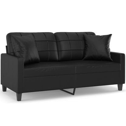 vidaXL Canapé 2 places avec coussins décoratifs Noir 140 cm Similicuir