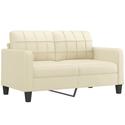 vidaXL 2-Sitzer-Sofa mit Zierkissen Creme 140 cm Kunstleder