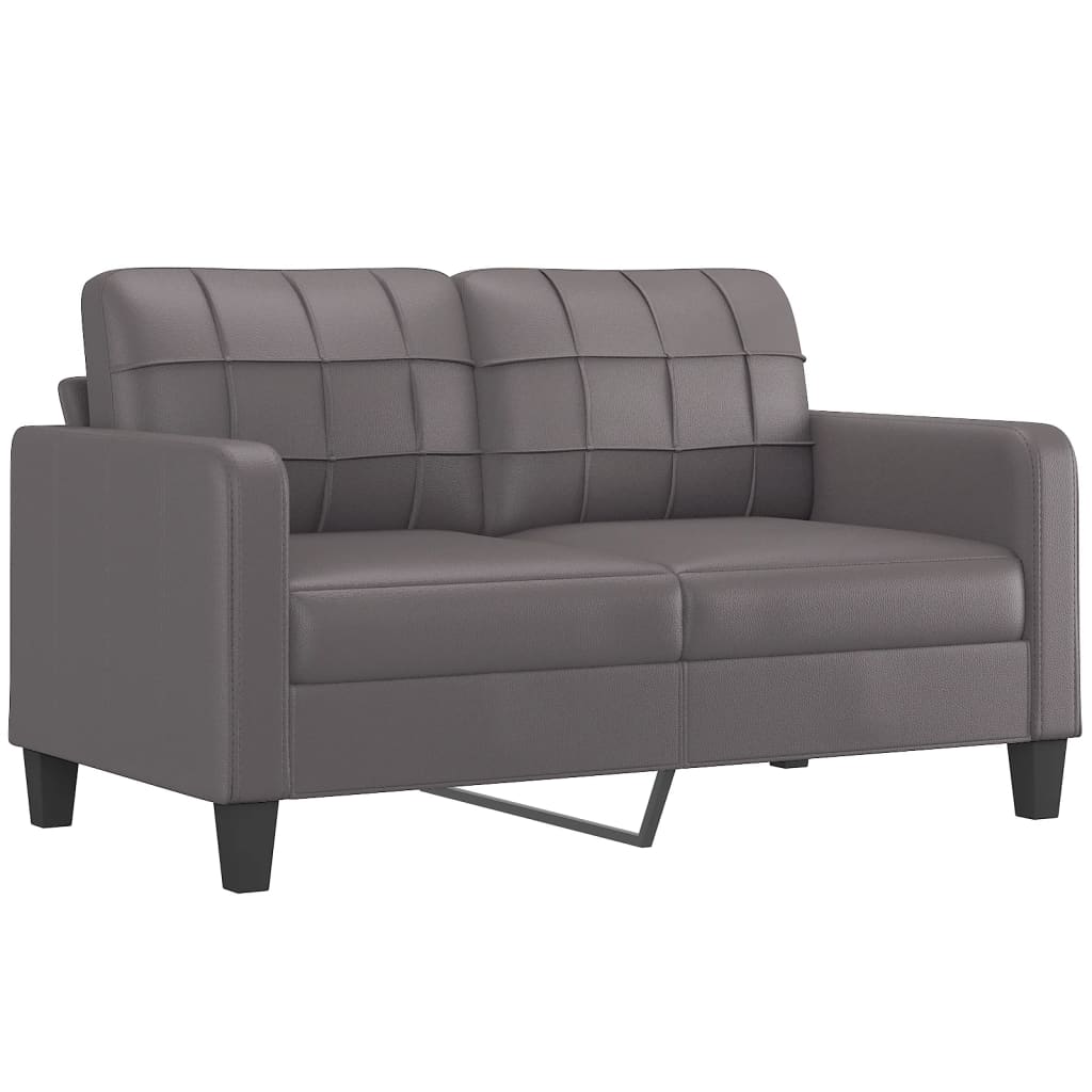 vidaXL 2-Sitzer-Sofa mit Zierkissen Grau 140 cm Kunstleder