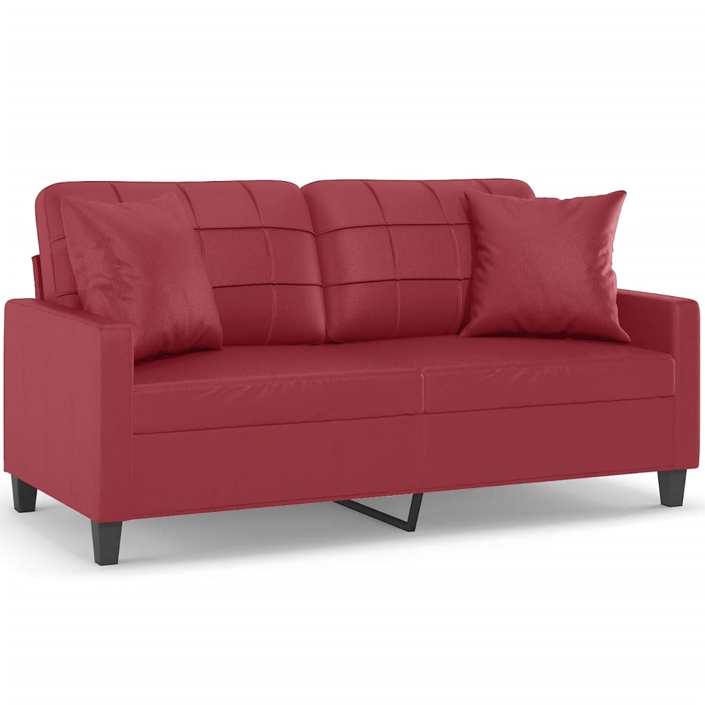 vidaXL Canapé à 2 places avec coussins décoratifs Rouge bordeaux 140 cm Similicuir
