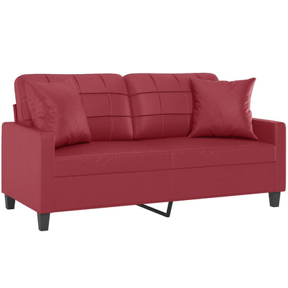 vidaXL Canapé à 2 places avec coussins décoratifs Rouge bordeaux 140 cm Similicuir