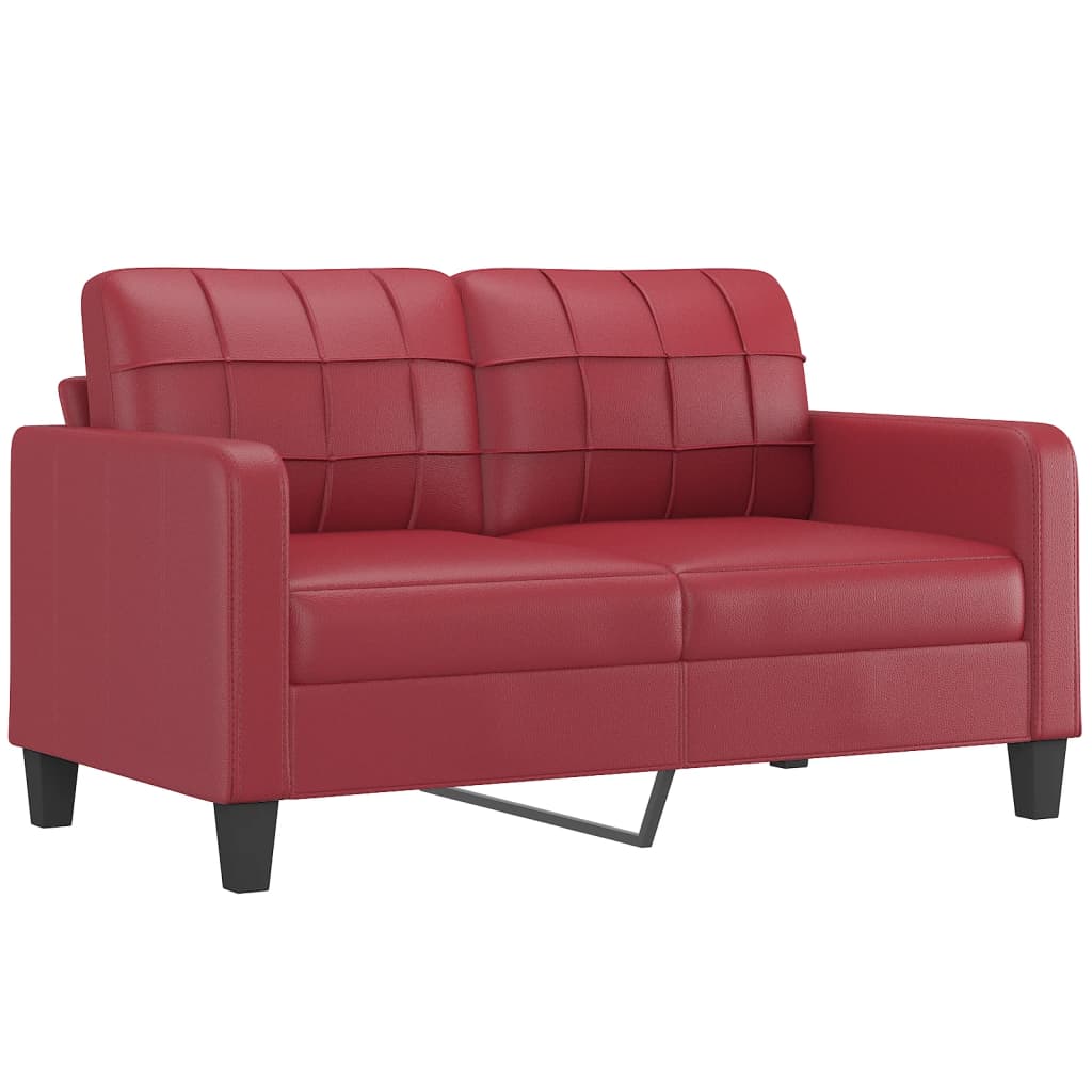 vidaXL Canapé à 2 places avec coussins décoratifs Rouge bordeaux 140 cm Similicuir