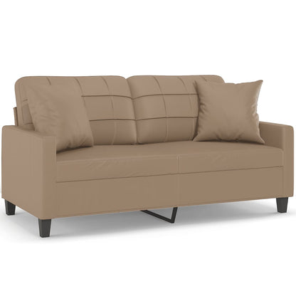 vidaXL Canapé 2 places avec coussins décoratifs Cappuccino-Marron 140 cm Similicuir