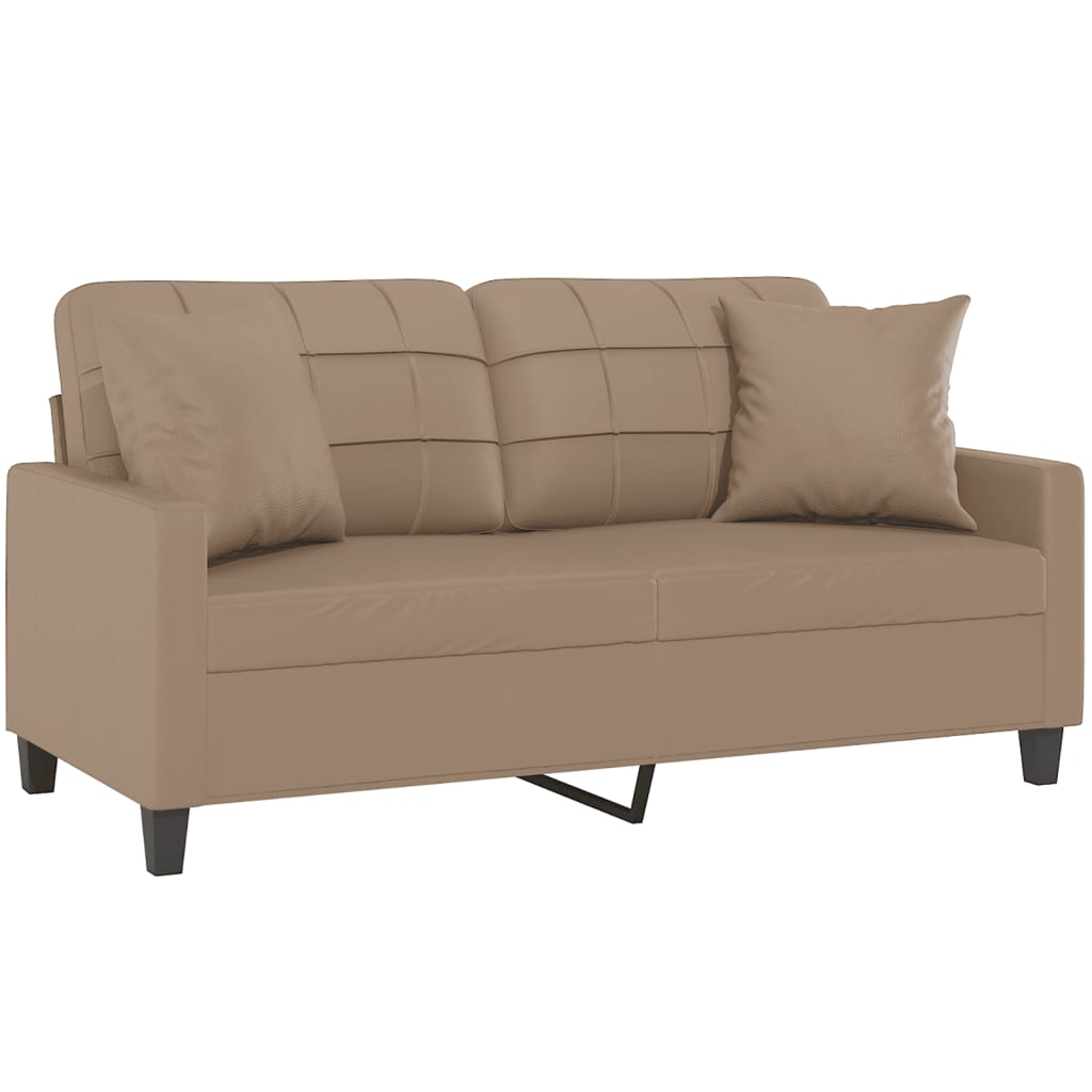 vidaXL Canapé 2 places avec coussins décoratifs Cappuccino-Marron 140 cm Similicuir