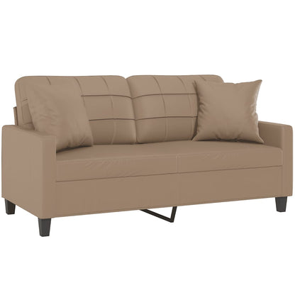 vidaXL Canapé 2 places avec coussins décoratifs Cappuccino-Marron 140 cm Similicuir