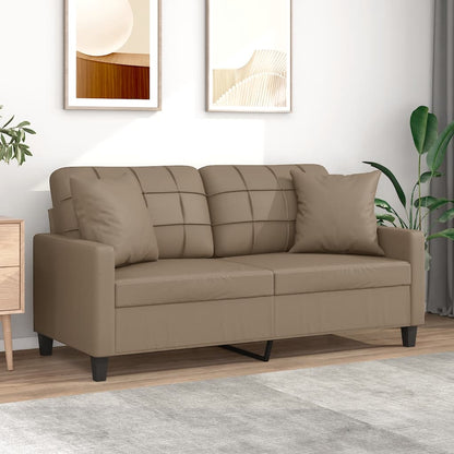 vidaXL Canapé 2 places avec coussins décoratifs Cappuccino-Marron 140 cm Similicuir