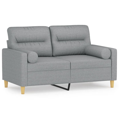 vidaXL Canapé 2 places avec coussins décoratifs Gris clair 120 cm Tissu