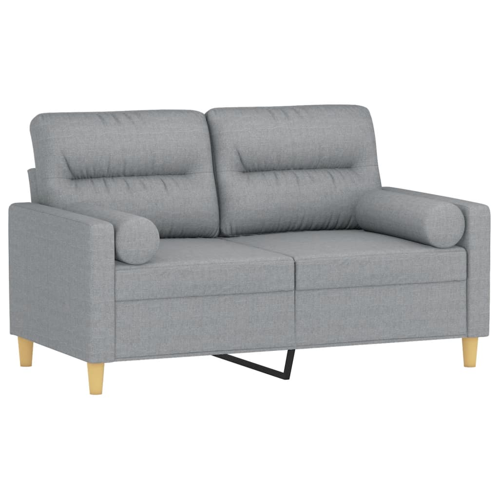 vidaXL Canapé 2 places avec coussins décoratifs Gris clair 120 cm Tissu