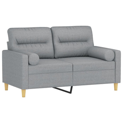 vidaXL Canapé 2 places avec coussins décoratifs Gris clair 120 cm Tissu