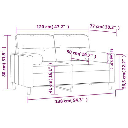 vidaXL Canapé 2 places avec coussins décoratifs Gris clair 120 cm Tissu