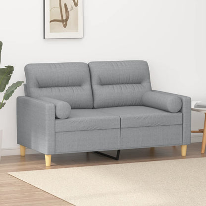 vidaXL Canapé 2 places avec coussins décoratifs Gris clair 120 cm Tissu